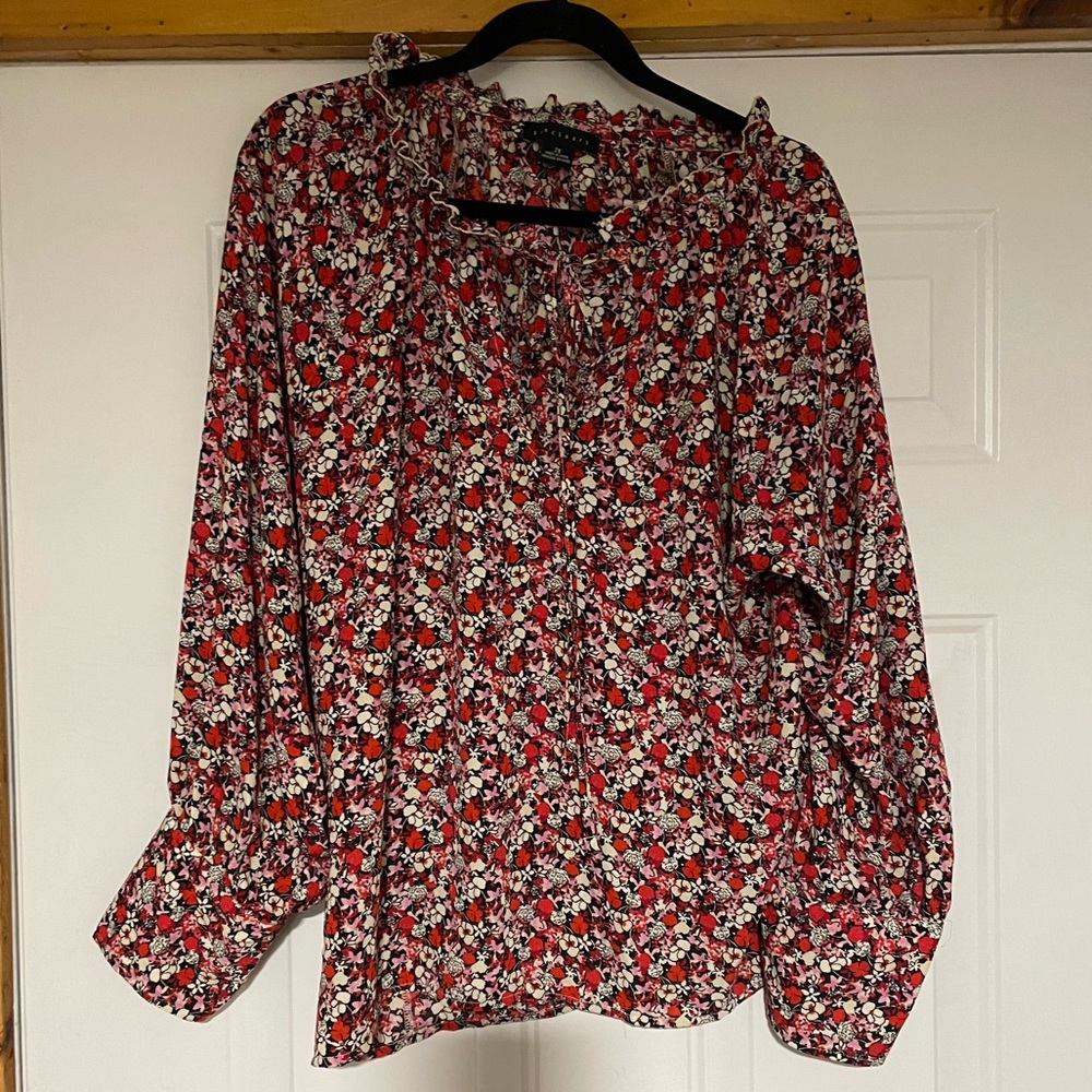 Sanctuary Red and White Floral Blouse